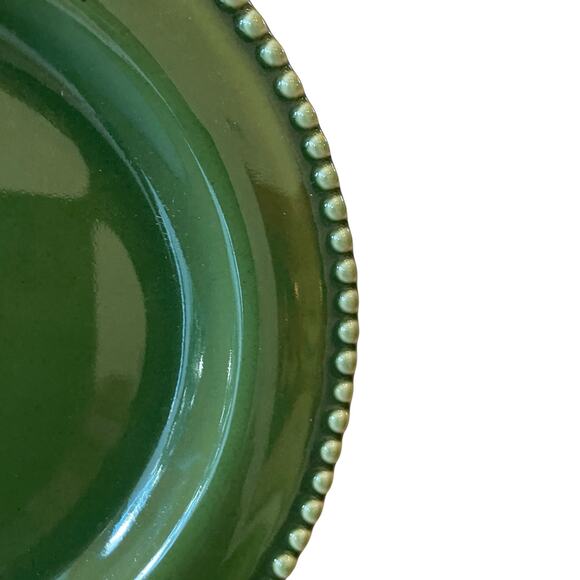 MATCERAMICA Portugal Green Ceramic Salad Plates 9" Beaded Border Set 4 NEW - Picture 6 of 9